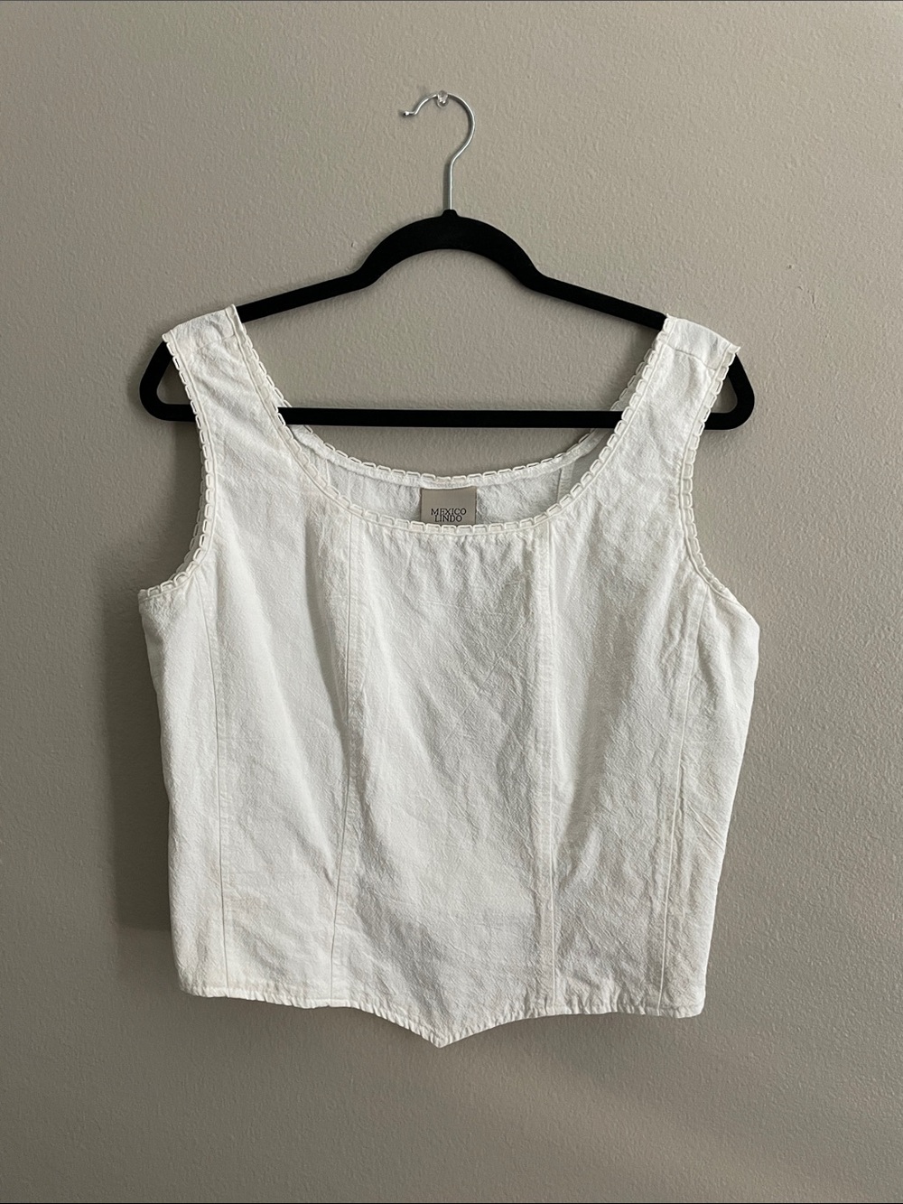 White Cotton Square-Neck Camisole Top